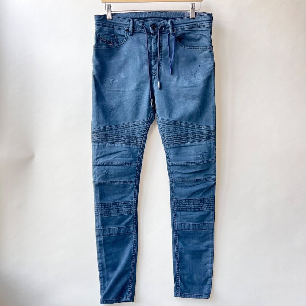Diesel Men Bakari NE Blue moto skinny jeans, Size 32 L76